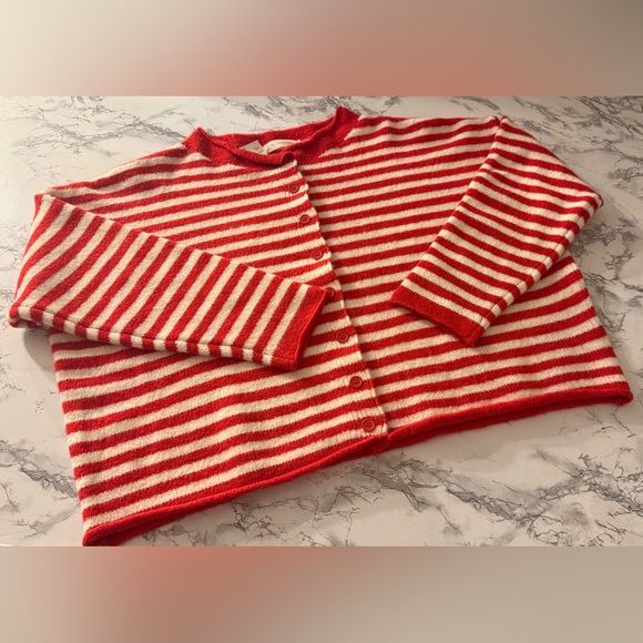 Red and White Striped Cardigan - Picture 3 of 5
